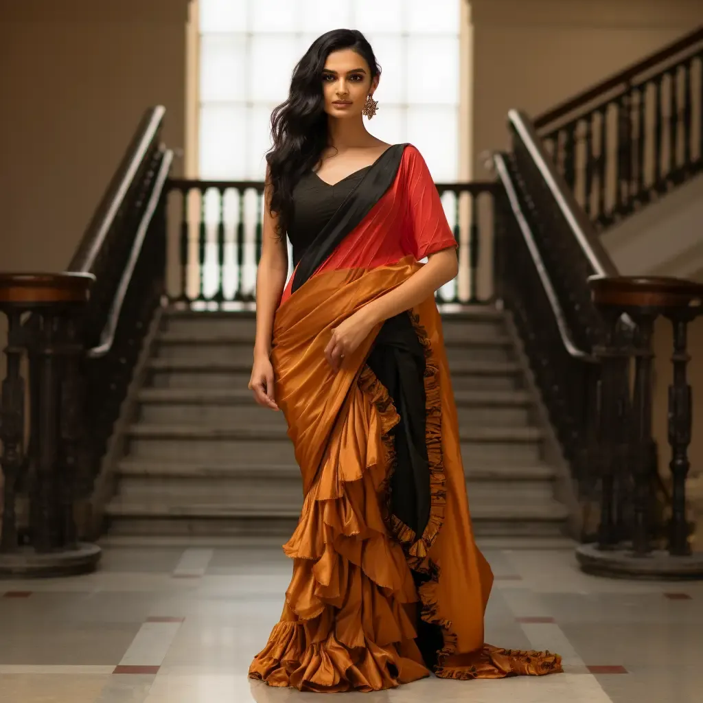ruffle-saree